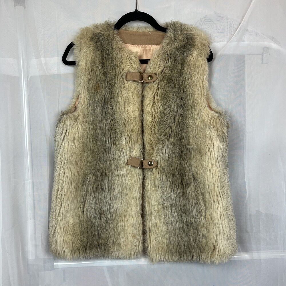 Vintage 80s Country Pacer faux fur vest Medium mob wife indie glam rock luxury